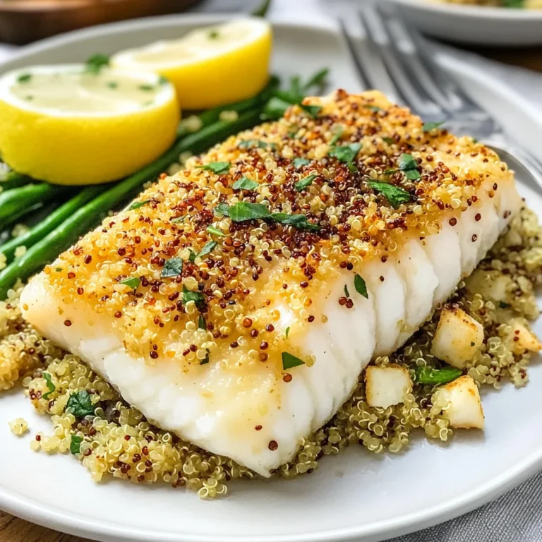 Garlic Lemon Cod with Crispy Quinoa Crust