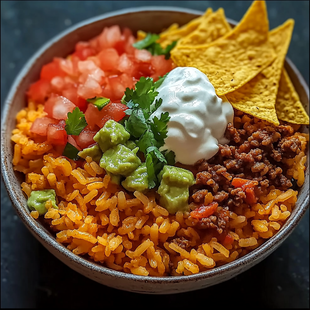 Taco Rice Bowl with Doritos Recipe